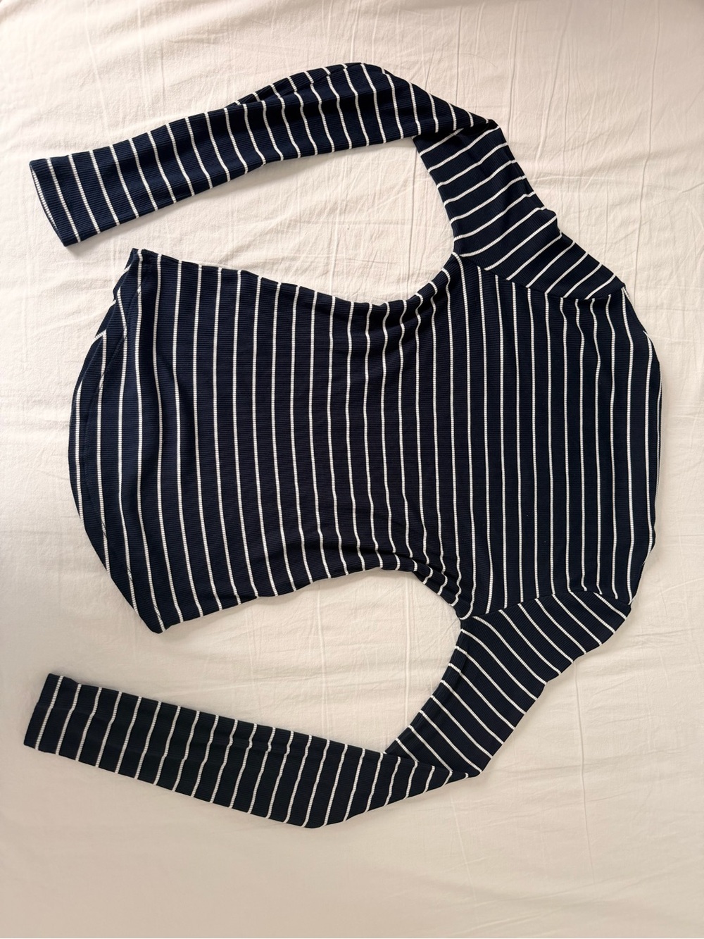 American Eagle Outfitters Navy and White Striped Long Sleeve Tee